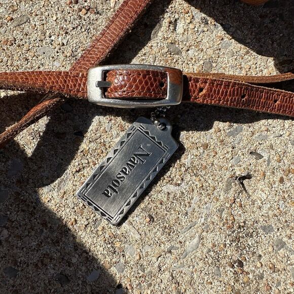 Vintage Navasota Purse Leather Brown‎ Crossbody Buckle Exotic Classic - Picture 3 of 11
